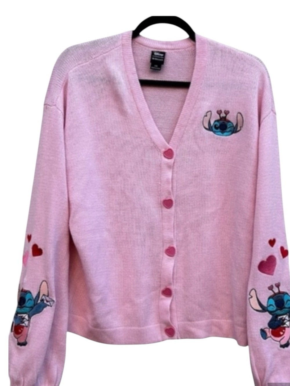 Her Universe Disney Lilo & Stitch Lovebug Girls Skimmer Cardigan Size Large Pink - Picture 10 of 10